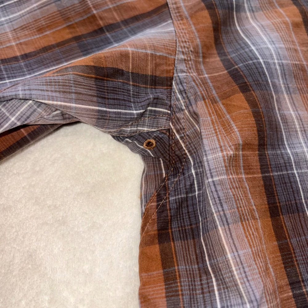 ARIAT Pro Series Button Down Mens Medium Brown Plaid Western Vented Shirt - Picture 4 of 14